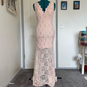 Pink Nightway Open Back Gown